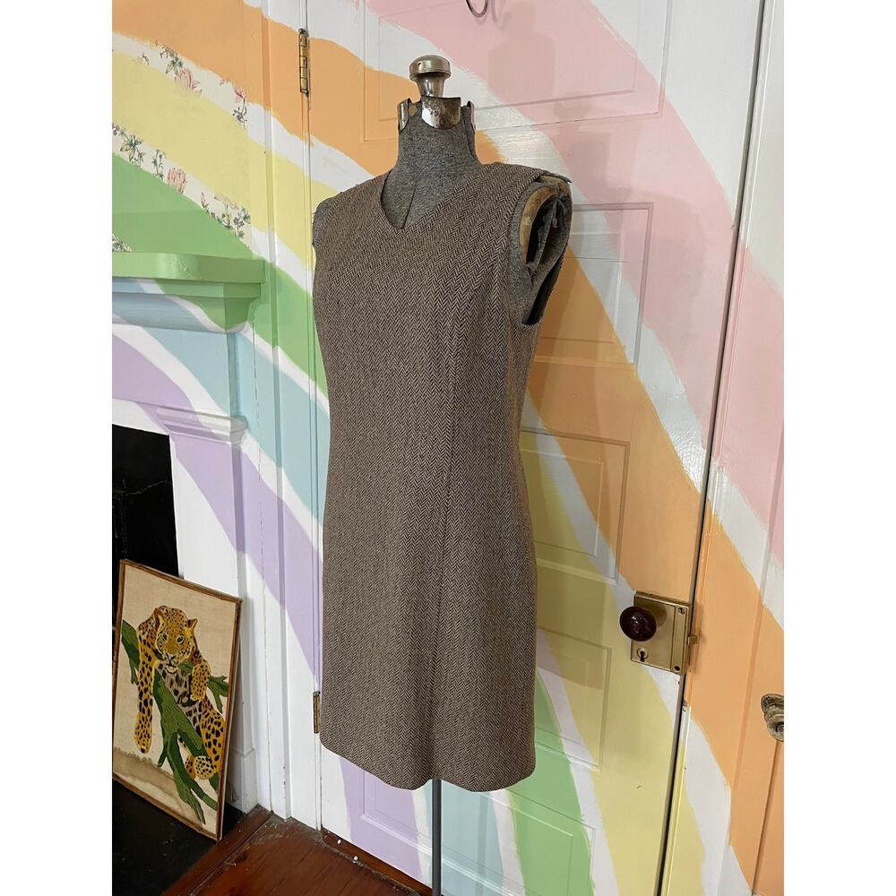 Ralph Lauren Wool Blend Herringbone Tweed Jumper Dress Sz 4 💛🎀 - Picture 5 of 12